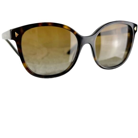 Prada NEW Square Tortoise Sunglasses PR 22ZS Polarized Brown Gradient Gold Logo - Picture 1 of 10